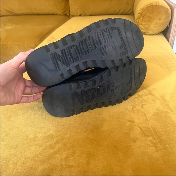 Fly London MES 2 Black Leather Mid-Calf Lug Sole Wedge Boots | EU 38 - Picture 7 of 9